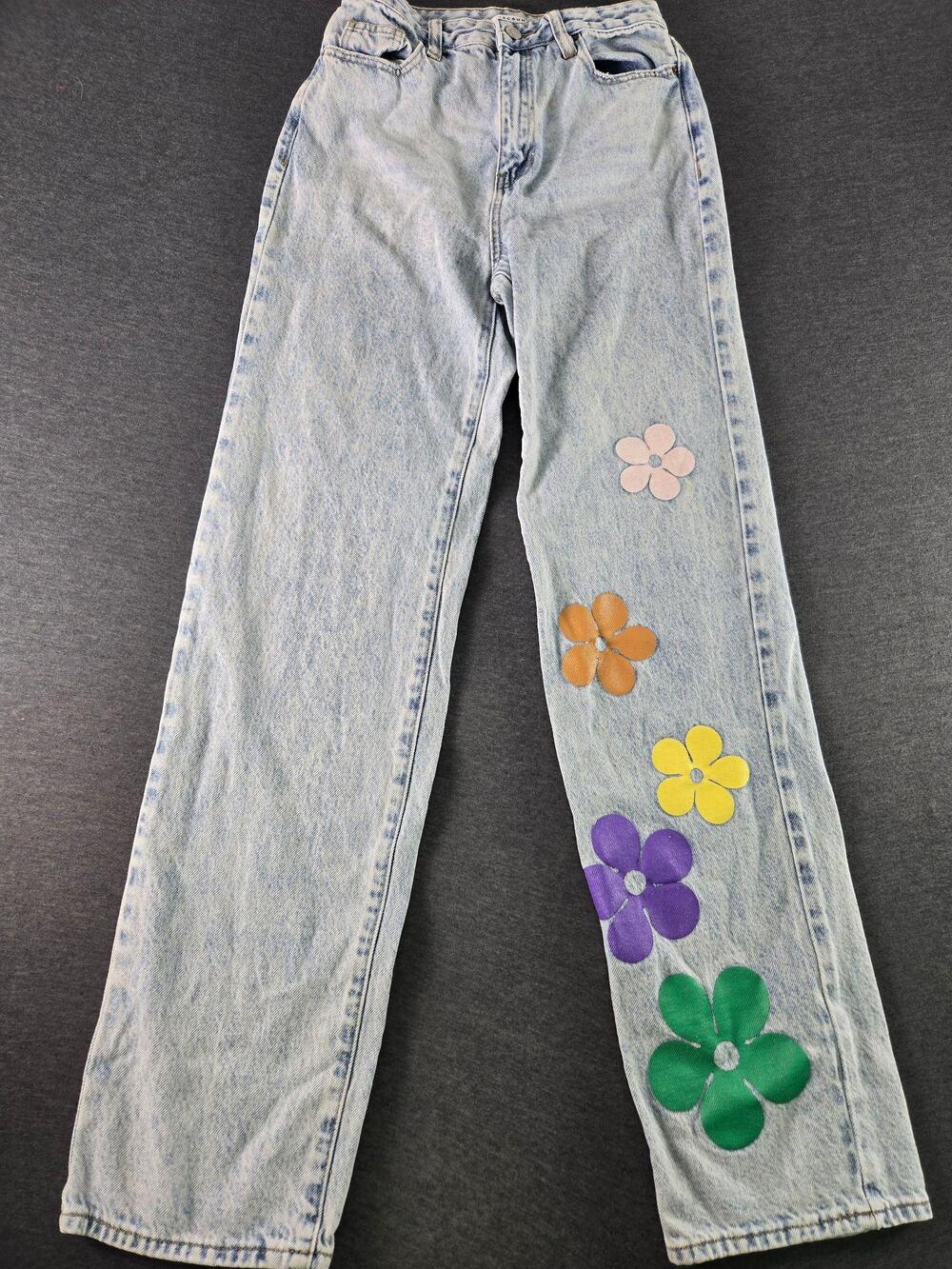 Pacsun Jeans Womens 25 Light Wash 90s Boyfriend Floral Print Straight Leg Boho